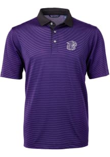 Cutter and Buck K-State Wildcats Mens Purple Virtue Micro Stripe Short Sleeve Polo
