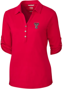 Cutter and Buck Texas Tech Red Raiders Womens Red Thrive Long Sleeve Polo Shirt