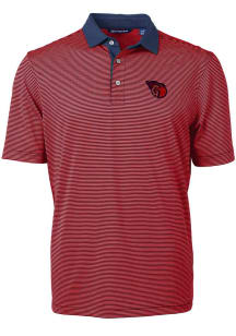 Cutter and Buck Cleveland Guardians Mens Red Virtue Micro Stripe Short Sleeve Polo