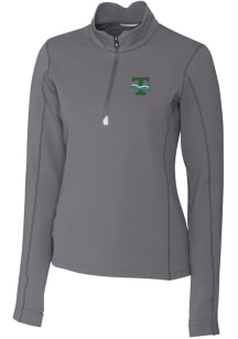 Cutter and Buck Tulane Green Wave Womens Grey Traverse 1/4 Zip Pullover