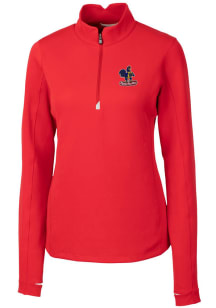 Cutter and Buck Delaware Fightin' Blue Hens Womens Red Traverse 1/4 Zip Pullover