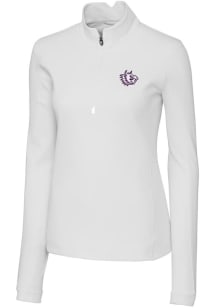 Cutter and Buck TCU Horned Frogs Womens White Traverse 1/4 Zip Pullover
