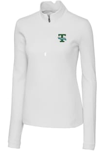 Cutter and Buck Tulane Green Wave Womens White Traverse 1/4 Zip Pullover