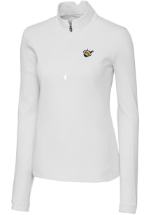 Cutter and Buck West Virginia Mountaineers Womens White Traverse 1/4 Zip Pullover