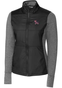 Cutter and Buck Clemson Tigers Womens Black Stealth Hybrid Quilted Medium Weight Jacket