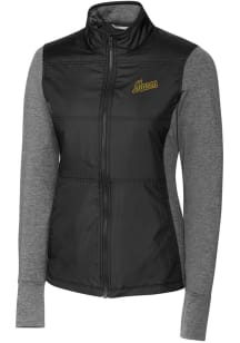 Cutter and Buck George Mason University Womens Black Stealth Hybrid Quilted Medium Weight Jacket