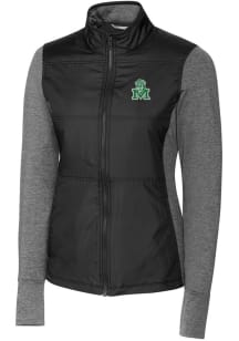 Cutter and Buck Marshall Thundering Herd Womens Black Stealth Hybrid Quilted Medium Weight Jacke..