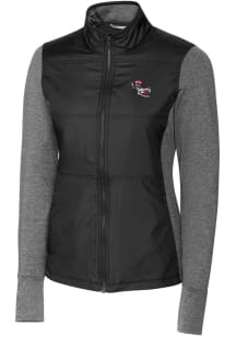 Cutter and Buck NC State Wolfpack Womens Black Stealth Hybrid Quilted Medium Weight Jacket