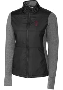 Cutter and Buck Southern Illinois Salukis Womens Black Stealth Hybrid Quilted Medium Weight Jack..