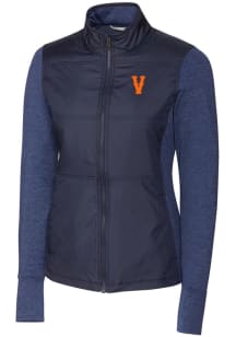 Cutter and Buck Virginia Cavaliers Womens Navy Blue Stealth Hybrid Quilted Medium Weight Jacket