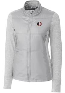 Cutter and Buck Florida State Seminoles Womens Grey Stealth Hybrid Quilted Medium Weight Jacket