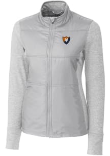 Cutter and Buck Illinois Fighting Illini Womens Grey Stealth Hybrid Quilted Medium Weight Jacket