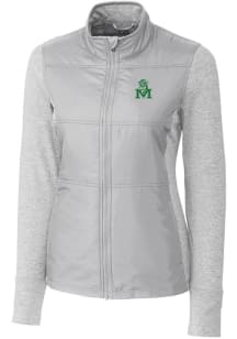 Cutter and Buck Marshall Thundering Herd Womens Grey Stealth Hybrid Quilted Medium Weight Jacket