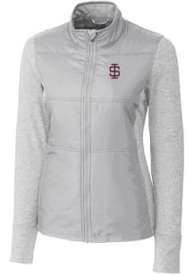 Cutter and Buck Southern Illinois Salukis Womens Grey Stealth Hybrid Quilted Medium Weight Jacke..