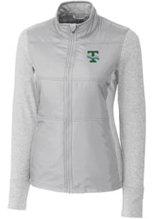 Cutter and Buck Tulane Green Wave Womens Grey Stealth Hybrid Quilted Medium Weight Jacket