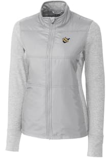 Cutter and Buck West Virginia Mountaineers Womens Grey Stealth Hybrid Quilted Medium Weight Jack..
