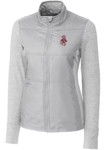 Cutter and Buck Washington State Cougars Womens Grey Stealth Hybrid Quilted Medium Weight Jacket