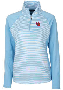 Cutter and Buck Ole Miss Rebels Womens Blue Forge Tonal Stripe 1/4 Zip Pullover