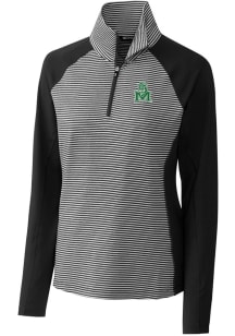 Cutter and Buck Marshall Thundering Herd Womens Black Forge Tonal Stripe 1/4 Zip Pullover