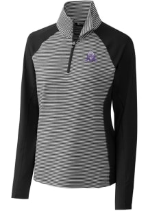 Cutter and Buck Northwestern Wildcats Womens Black Forge Tonal Stripe 1/4 Zip Pullover
