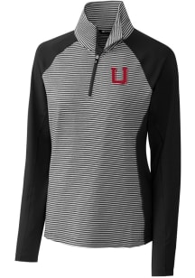 Cutter and Buck Utah Utes Womens Black Forge Tonal Stripe 1/4 Zip Pullover