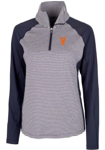 Cutter and Buck Virginia Cavaliers Womens Navy Blue Forge Tonal Stripe 1/4 Zip Pullover