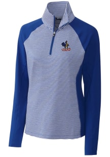 Cutter and Buck Delaware Fightin' Blue Hens Womens Blue Forge Tonal Stripe 1/4 Zip Pullover