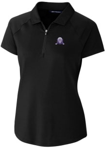 Cutter and Buck Northwestern Wildcats Womens Black Vault Forge Short Sleeve Polo Shirt