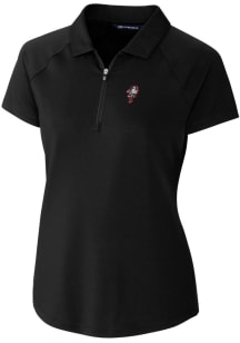 Womens Ohio State Buckeyes Black Cutter and Buck Vault Forge Short Sleeve Polo Shirt