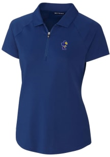 Cutter and Buck Kansas Jayhawks Womens Blue Forge Short Sleeve Polo Shirt