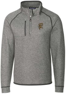Cutter and Buck Grambling State Tigers Mens Grey Mainsail Sweater Big and Tall 1/4 Zip Pullover