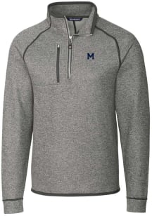 Cutter and Buck Michigan Wolverines Mens Grey Mainsail Sweater Big and Tall 1/4 Zip Pullover