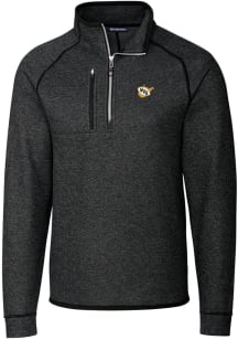 Cutter and Buck West Virginia Mountaineers Mens Charcoal Mainsail Sweater Big and Tall 1/4 Zip P..