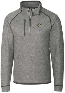 Cutter and Buck West Virginia Mountaineers Mens Grey Mainsail Sweater Big and Tall 1/4 Zip Pullo..