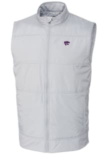 Cutter and Buck K-State Wildcats Mens White Stealth Hybrid Quilted Windbreaker Vest Big and Tall..