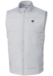 Cutter and Buck K-State Wildcats Mens White Stealth Hybrid Quilted Windbreaker Vest Big and Tall Light Weight Jacket
