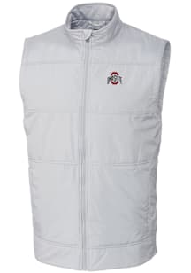 Cutter and Buck Ohio State Buckeyes Big and Tall Grey Stealth Hybrid Quilted Windbreaker Vest Mens..