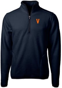 Cutter and Buck Virginia Cavaliers Mens Navy Blue Cascade Eco Sherpa Big and Tall 1/4 Zip Pullov..