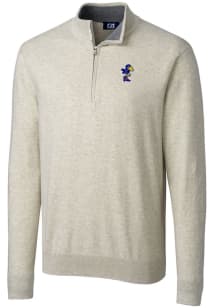 Cutter and Buck Kansas Jayhawks Mens Oatmeal Lakemont Big and Tall 1/4 Zip Pullover