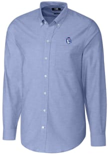 Cutter and Buck Fresno State Bulldogs Mens Blue Stretch Oxford Big and Tall Dress Shirt