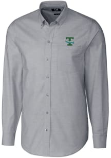 Cutter and Buck Tulane Green Wave Mens Charcoal Stretch Oxford Big and Tall Dress Shirt