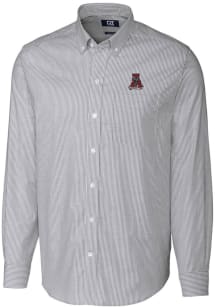 Cutter and Buck Alabama Crimson Tide Mens Charcoal Stretch Oxford Stripe Big and Tall Dress Shir..