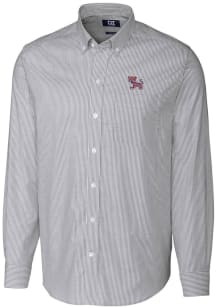 Cutter and Buck Clemson Tigers Mens Charcoal Stretch Oxford Stripe Big and Tall Dress Shirt