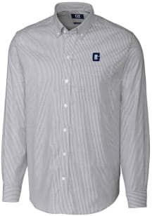 Cutter and Buck Georgetown Hoyas Mens Charcoal Stretch Oxford Stripe Big and Tall Dress Shirt
