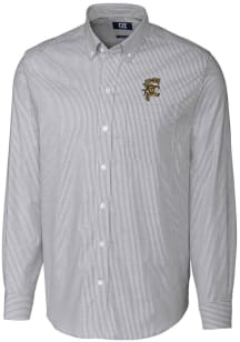 Cutter and Buck Grambling State Tigers Mens Charcoal Stretch Oxford Stripe Big and Tall Dress Sh..