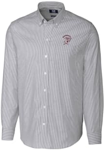 Cutter and Buck Mississippi State Bulldogs Mens Charcoal Stretch Oxford Stripe Big and Tall Dres..