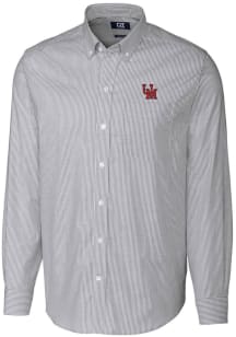 Cutter and Buck Ole Miss Rebels Mens Charcoal Stretch Oxford Stripe Big and Tall Dress Shirt
