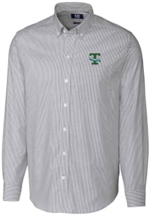Cutter and Buck Tulane Green Wave Mens Charcoal Stretch Oxford Stripe Big and Tall Dress Shirt