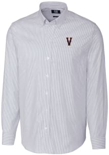 Cutter and Buck Virginia Cavaliers Mens Blue Stretch Oxford Stripe Big and Tall Dress Shirt