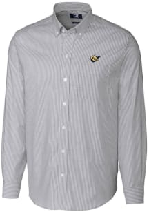 Cutter and Buck West Virginia Mountaineers Mens Charcoal Stretch Oxford Stripe Big and Tall Dres..